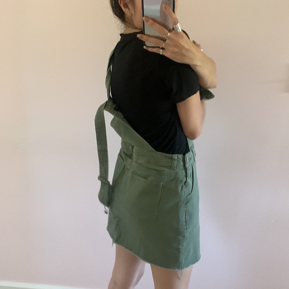 Love tree green denim jean skirt overalls medium - Picture 3 of 7